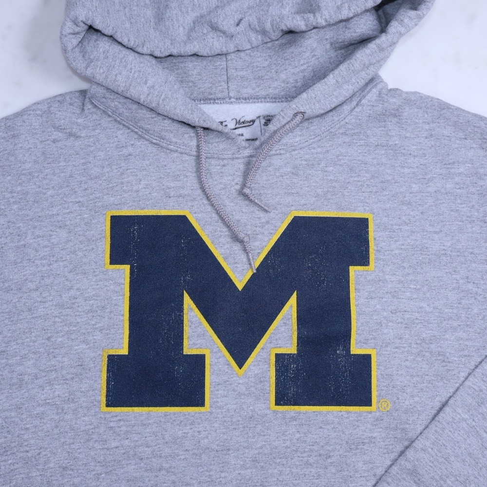 The Victory University of Michigan Wolverines‎ Hoodie Heather Gray Large M Logo